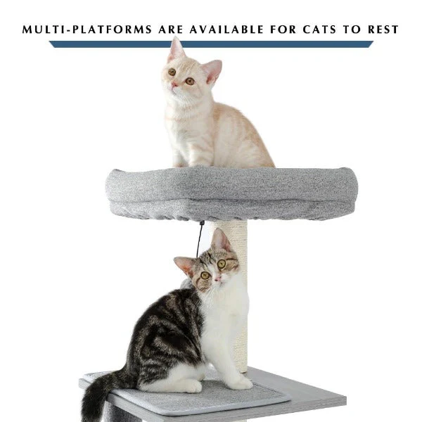 Arbre pour chats multi-niveaux avec jouets suspendus – Image 5