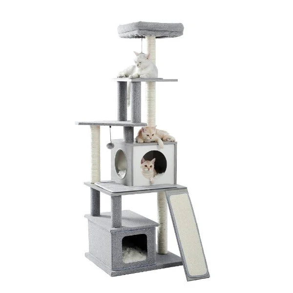 Arbre pour chats multi-niveaux avec jouets suspendus